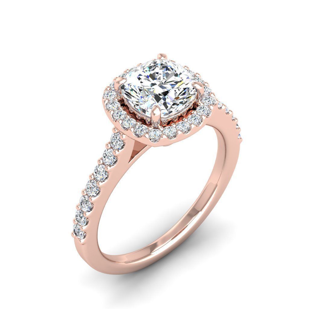 Luxury Engagement Diamond ring qushion 3D print model_8