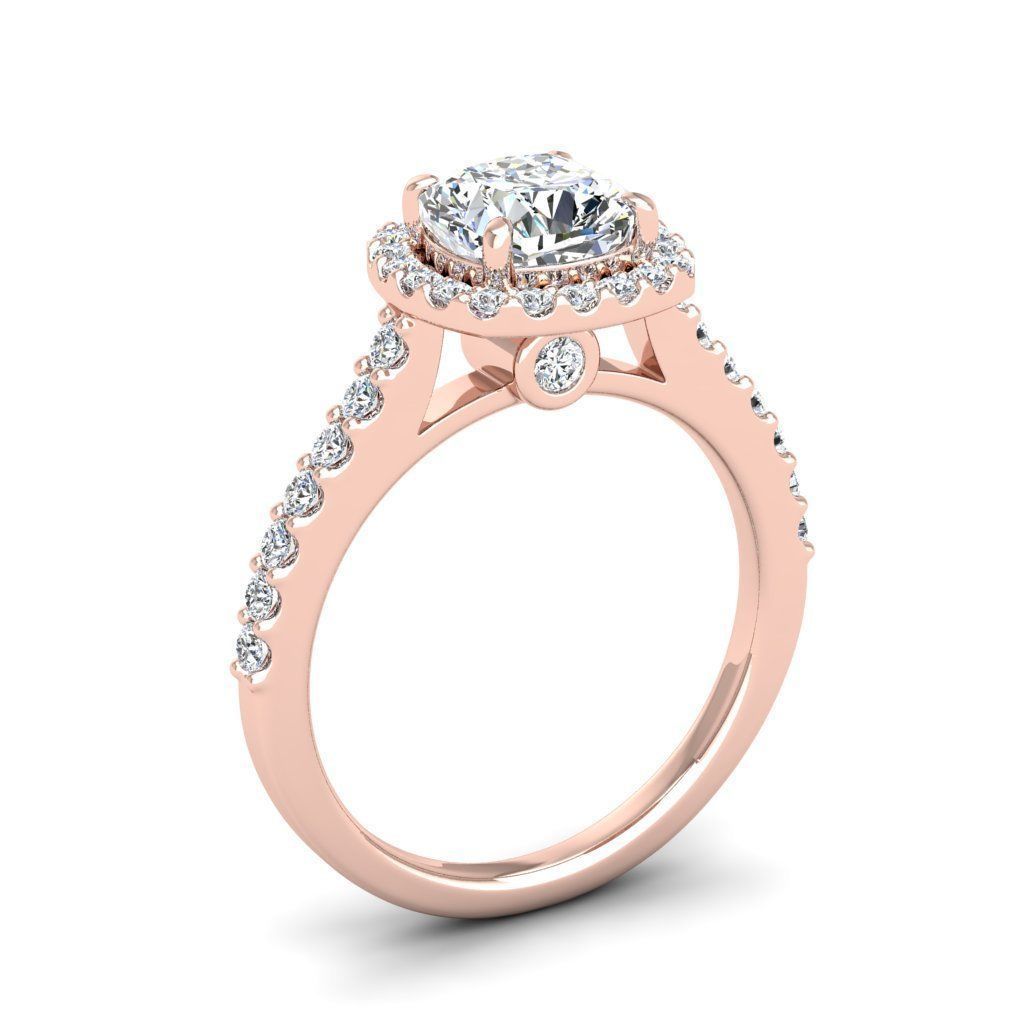 Luxury Engagement Diamond ring qushion 3D print model_12