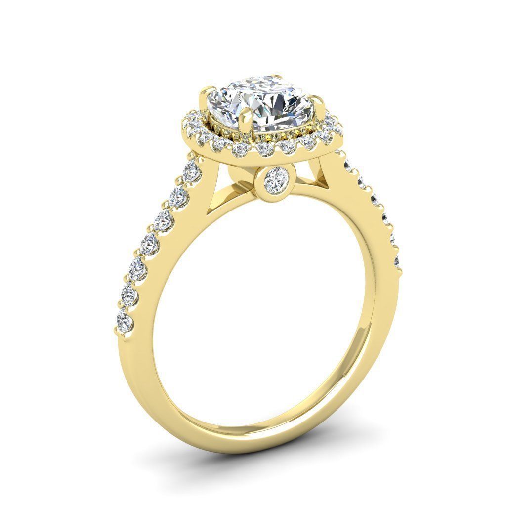 Luxury Engagement Diamond ring qushion 3D print model_11