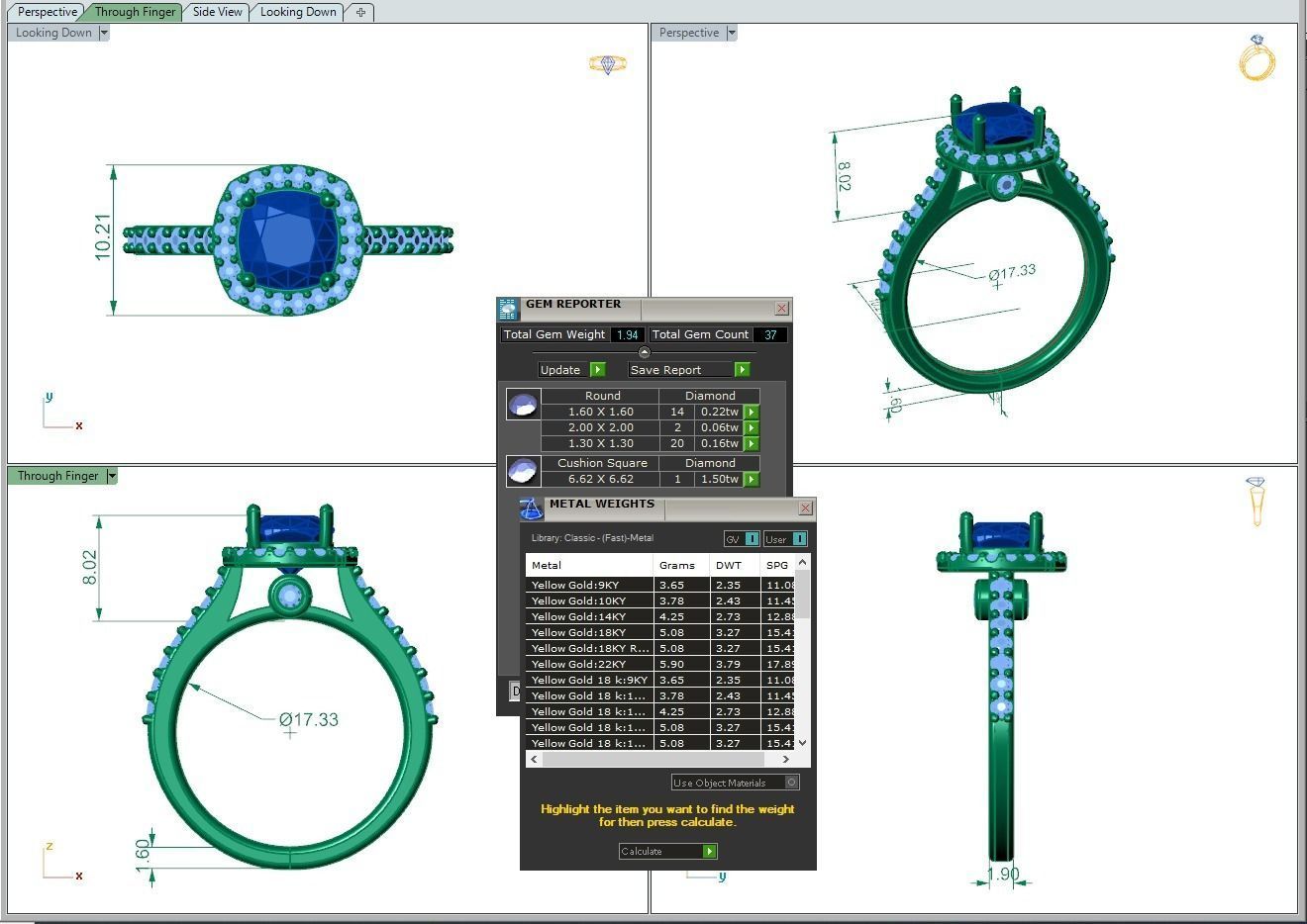 Luxury Engagement Diamond ring qushion 3D print model_3