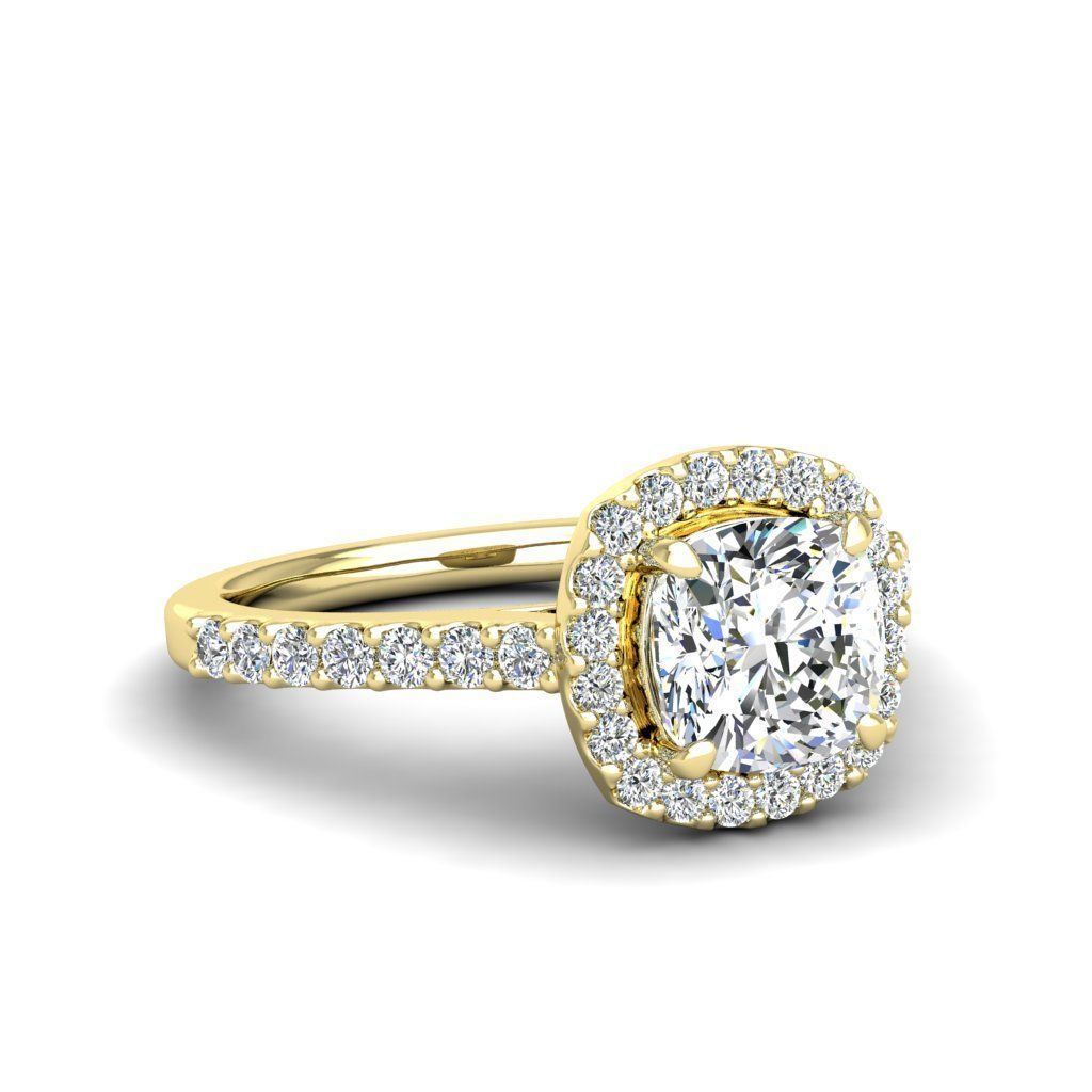 Luxury Engagement Diamond ring qushion 3D print model_13