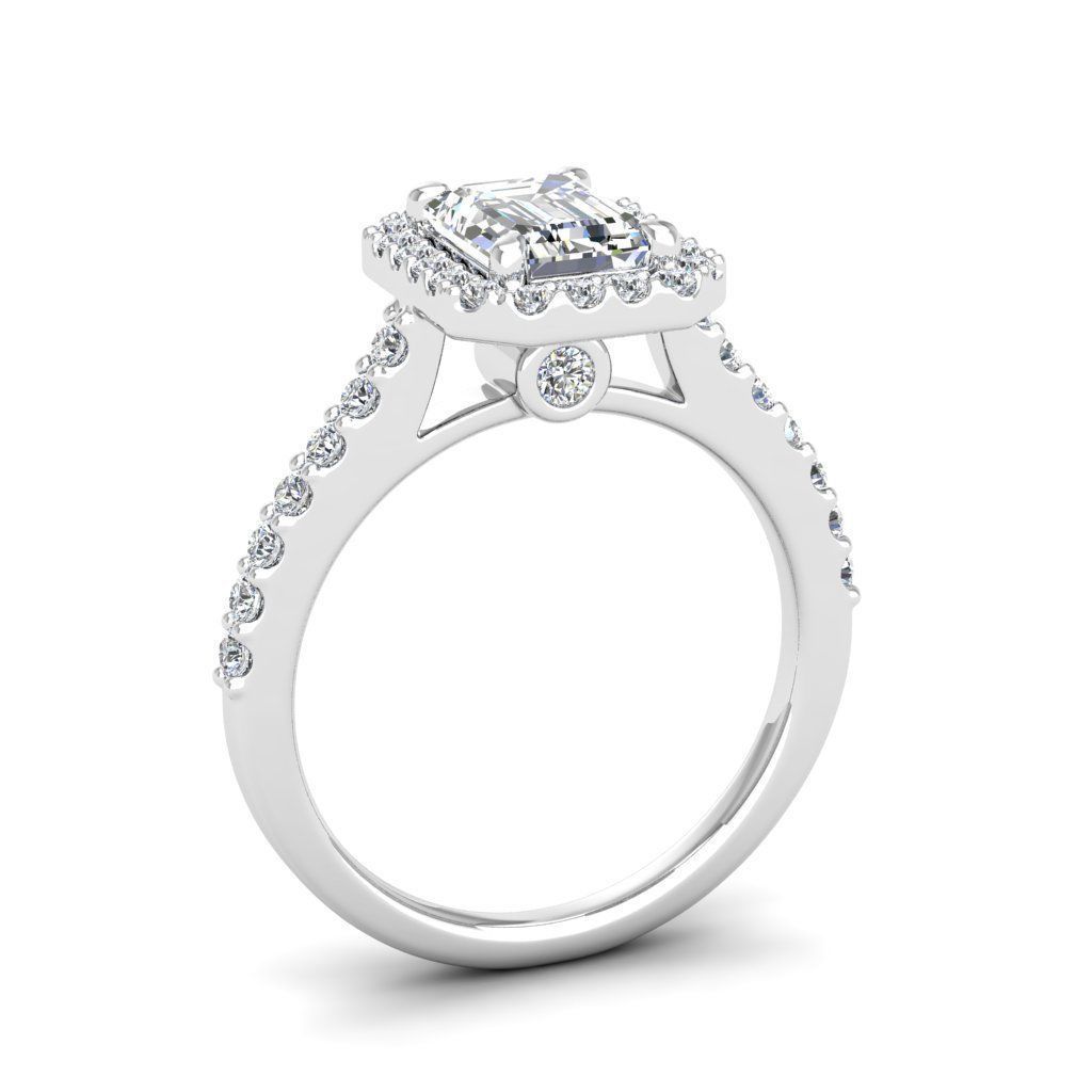 Luxury Engagement Diamond ring emerald 3D print model_1