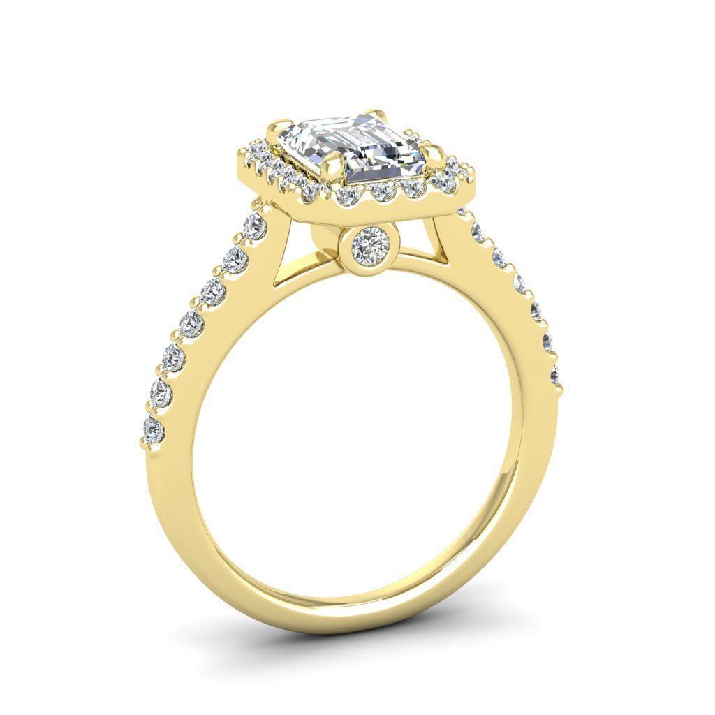 Luxury Engagement Diamond ring emerald 3D print model_3