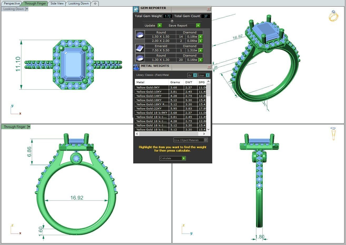 Luxury Engagement Diamond ring emerald 3D print model_19