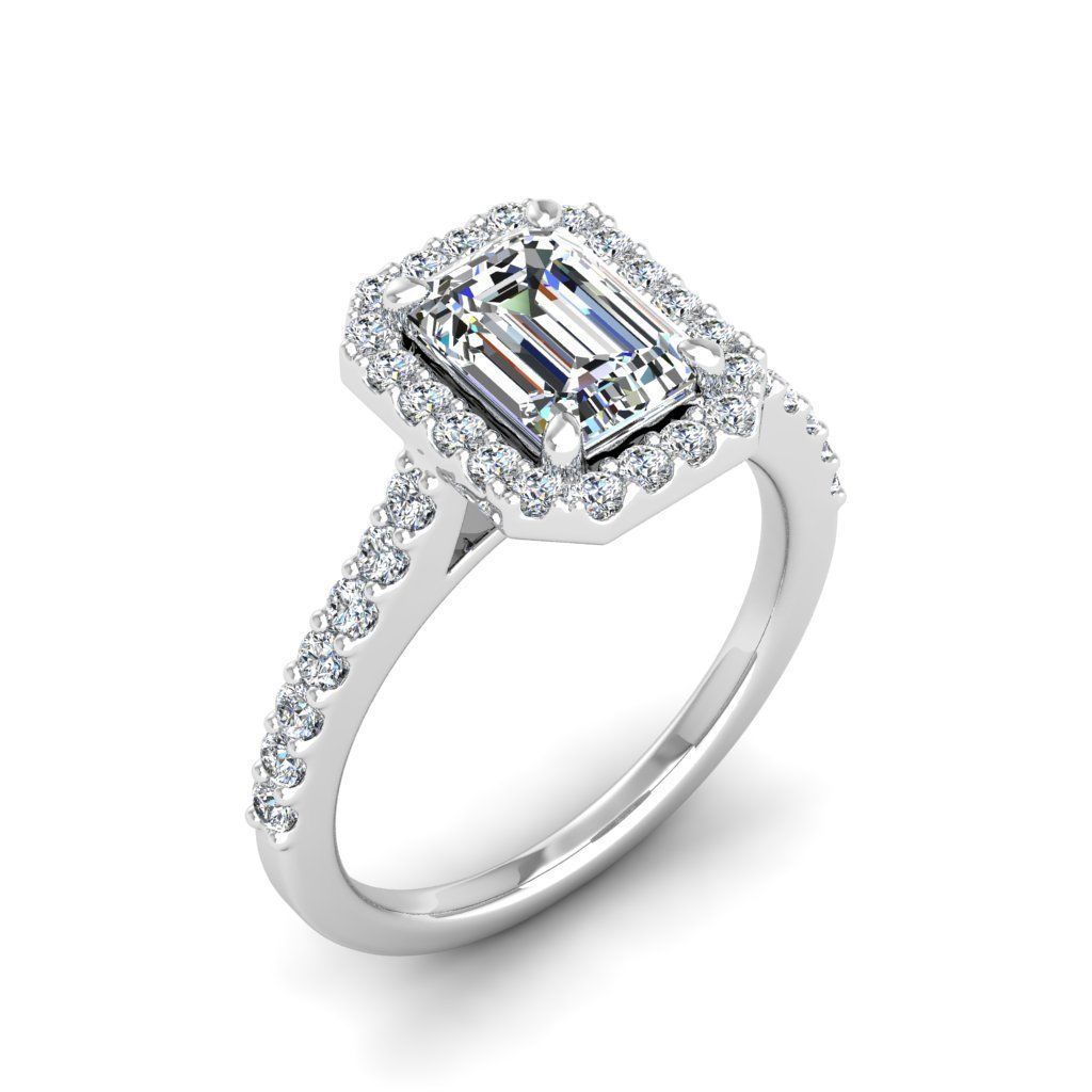 Luxury Engagement Diamond ring emerald 3D print model_11