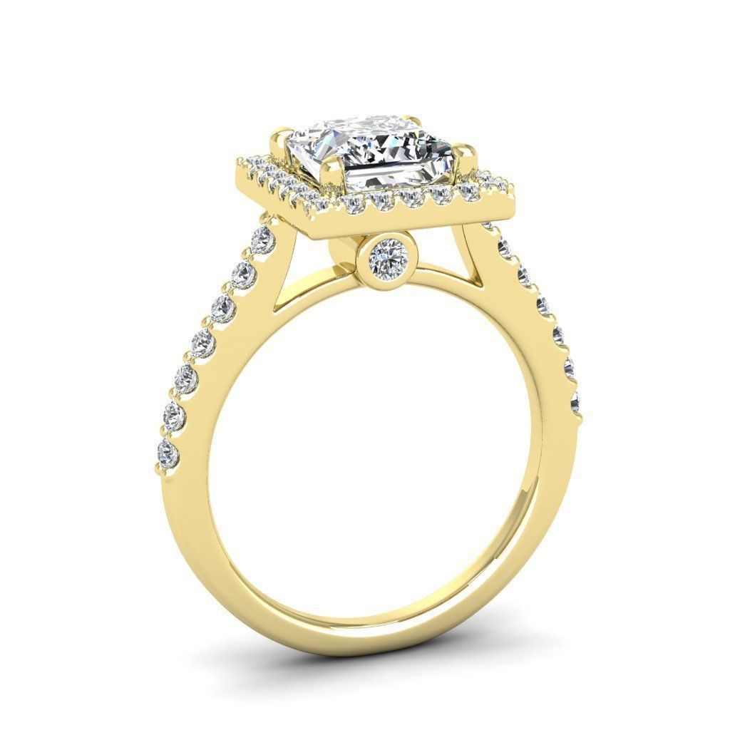 Luxury Engagement Diamond ring princess 3D print model_4
