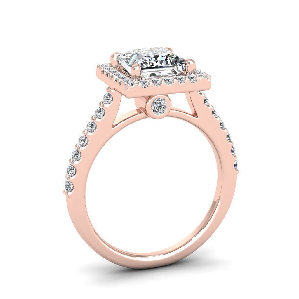 Luxury Engagement Diamond ring princess 3D print model_7