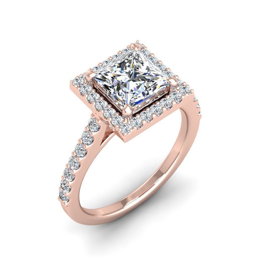 Luxury Engagement Diamond ring princess 3D print model_26
