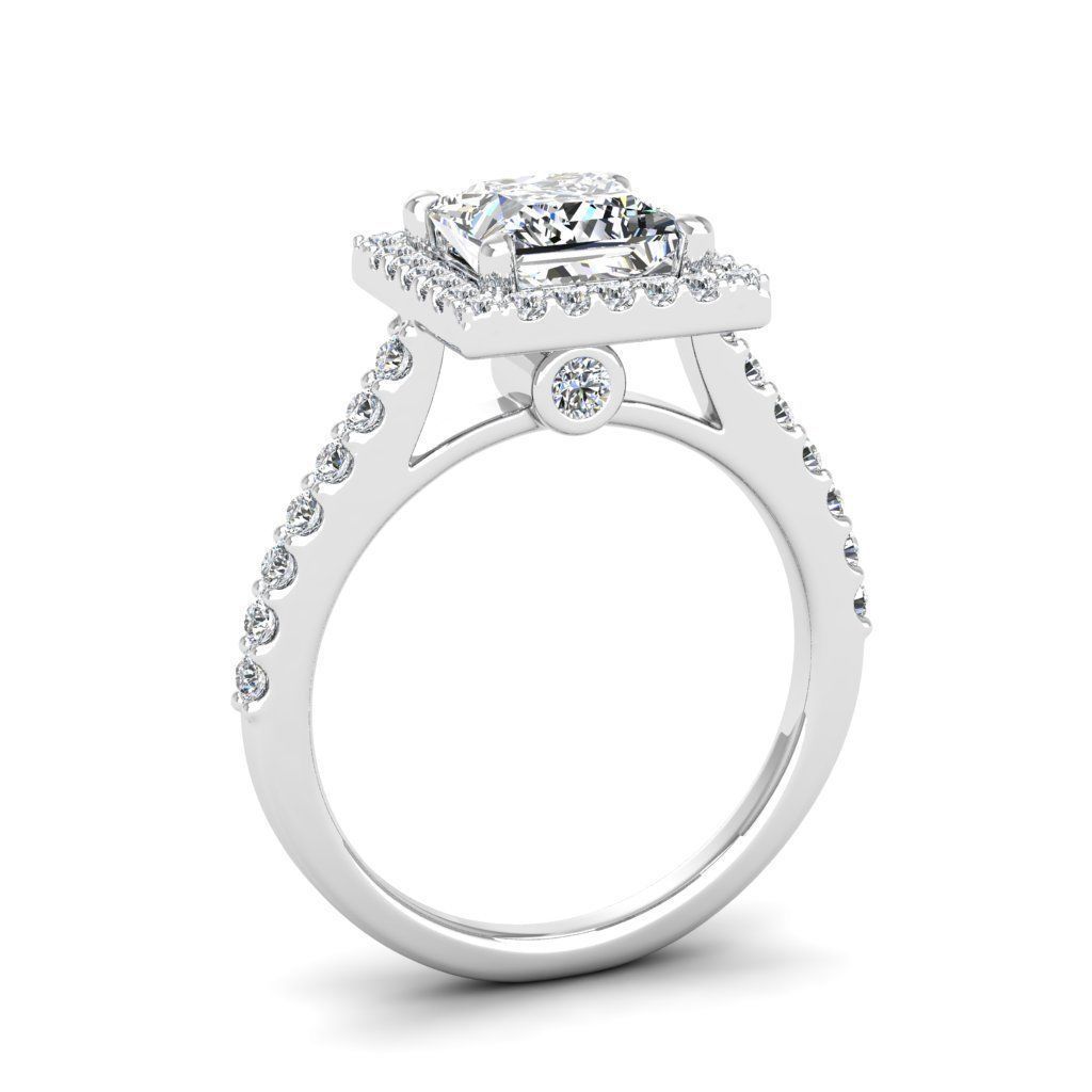 Luxury Engagement Diamond ring princess 3D print model_24