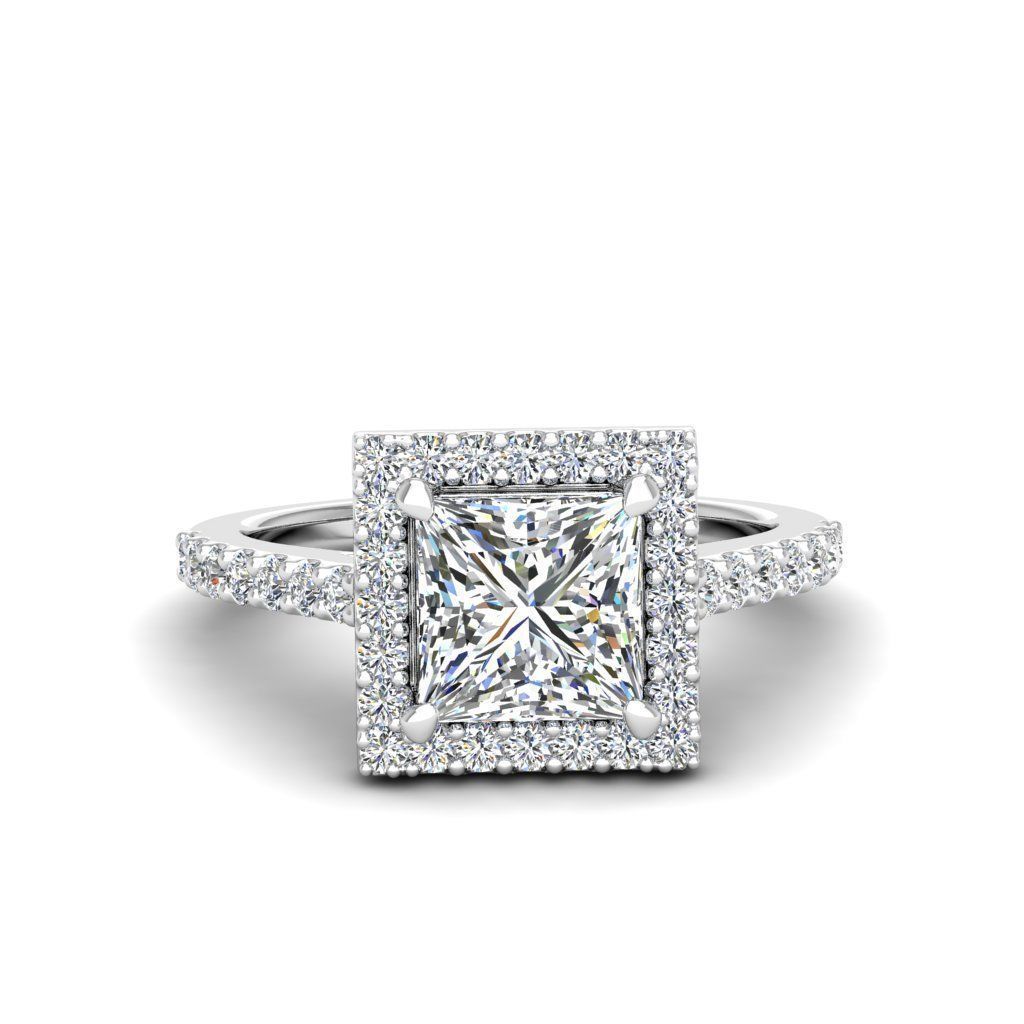 Luxury Engagement Diamond ring princess 3D print model_21