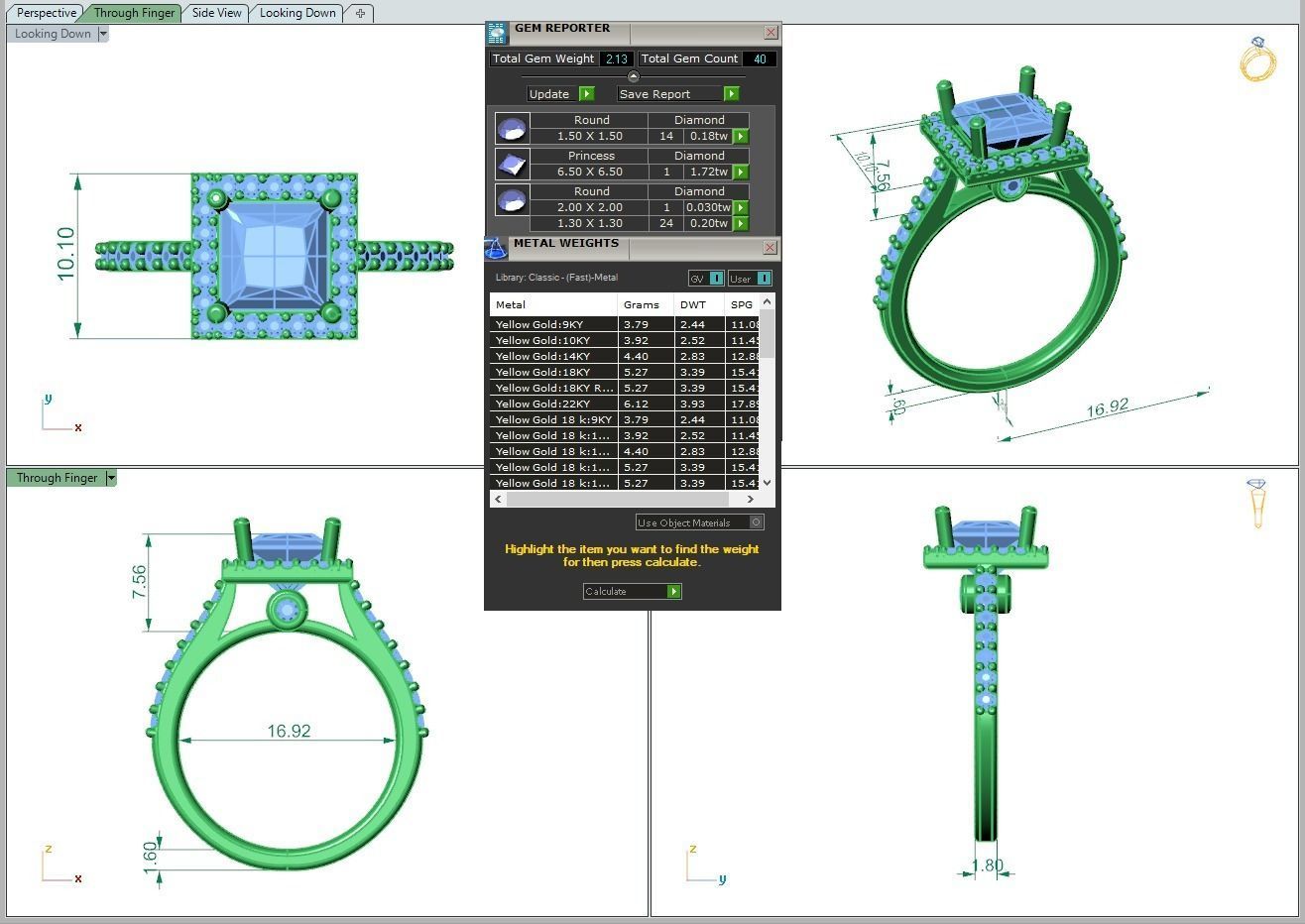 Luxury Engagement Diamond ring princess 3D print model_5
