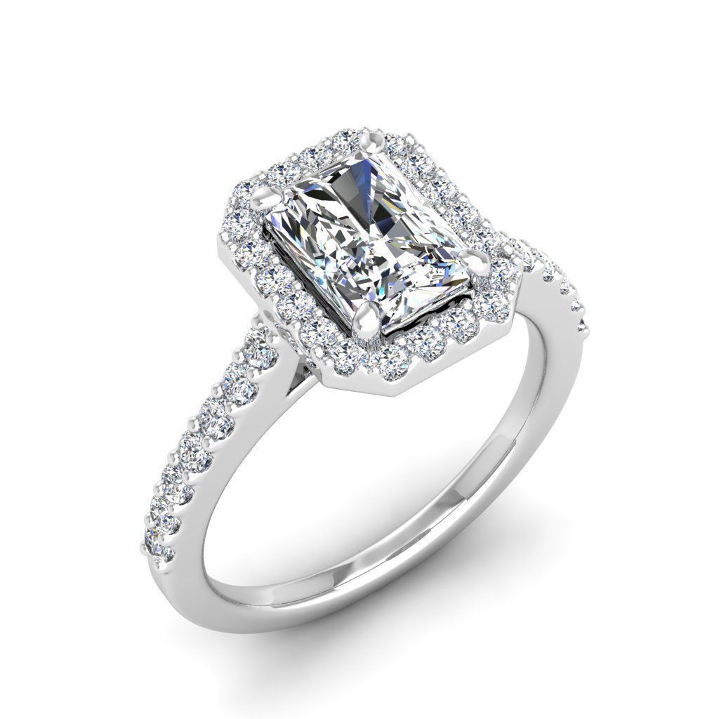 Luxury Engagement Diamond ring radiant 3D print model_5