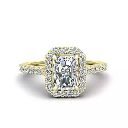 Luxury Engagement Diamond ring radiant 3D print model