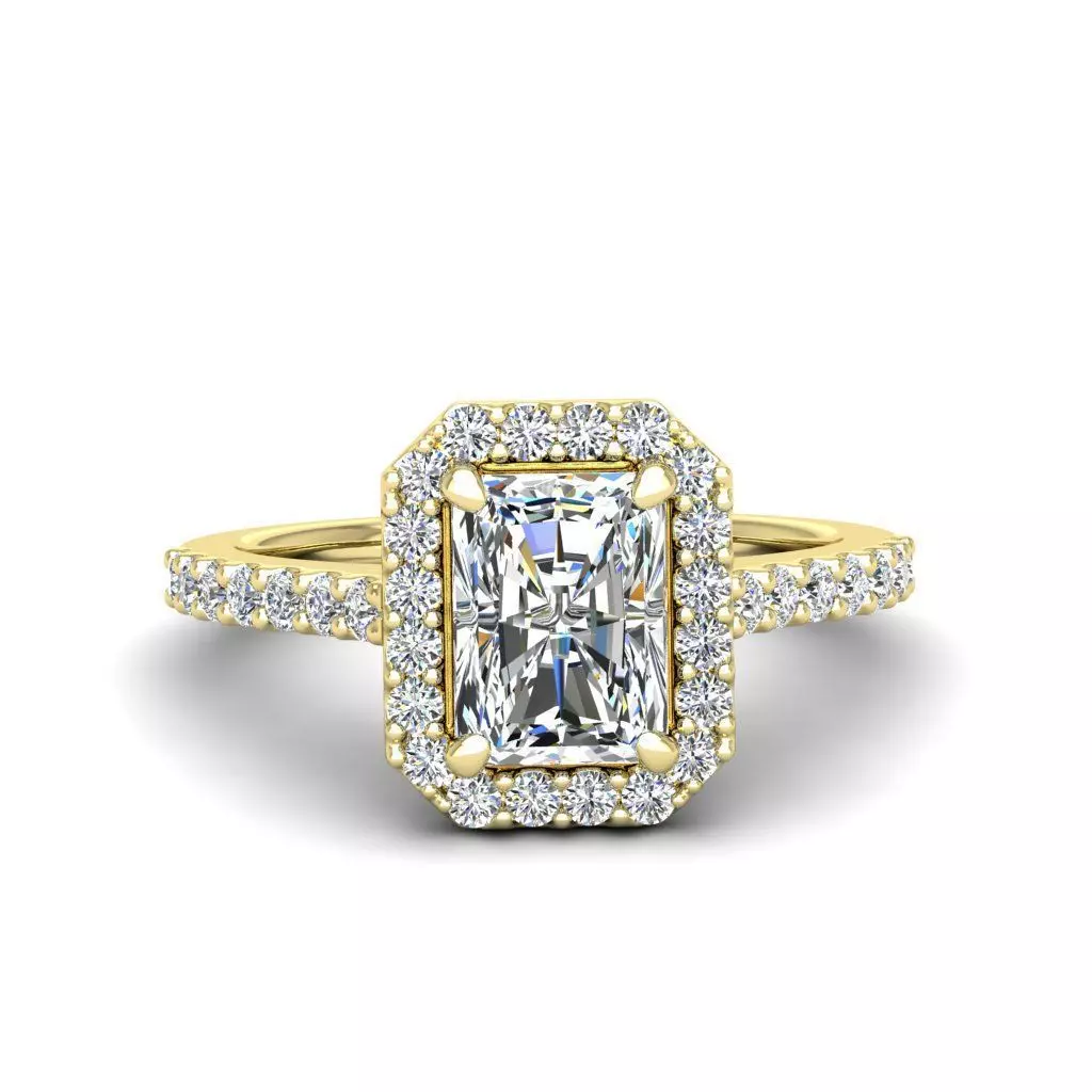Luxury Engagement Diamond ring radiant 3D print model_0
