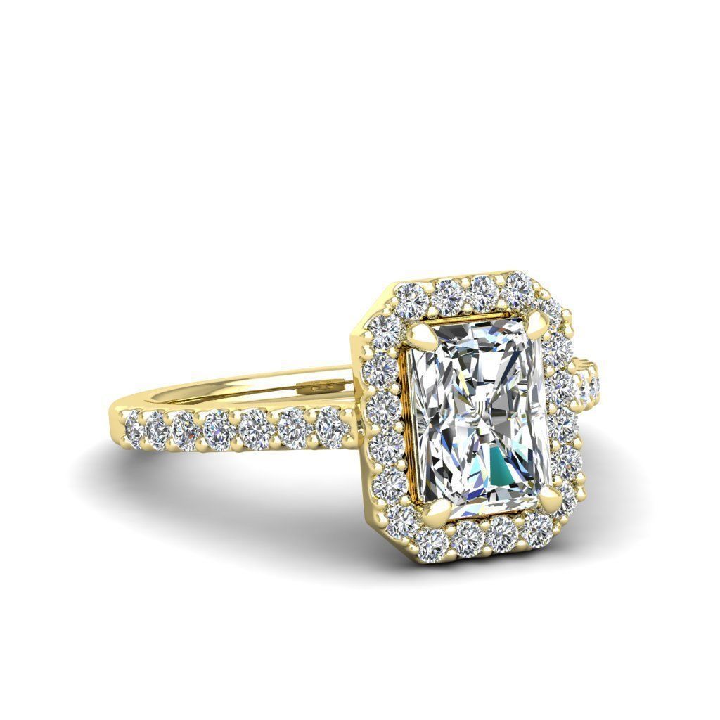 Luxury Engagement Diamond ring radiant 3D print model_25