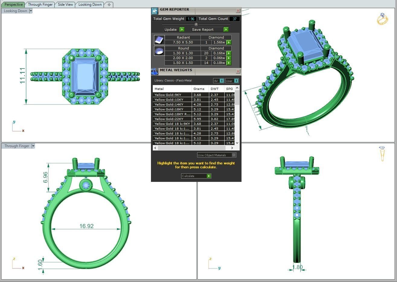 Luxury Engagement Diamond ring radiant 3D print model_17