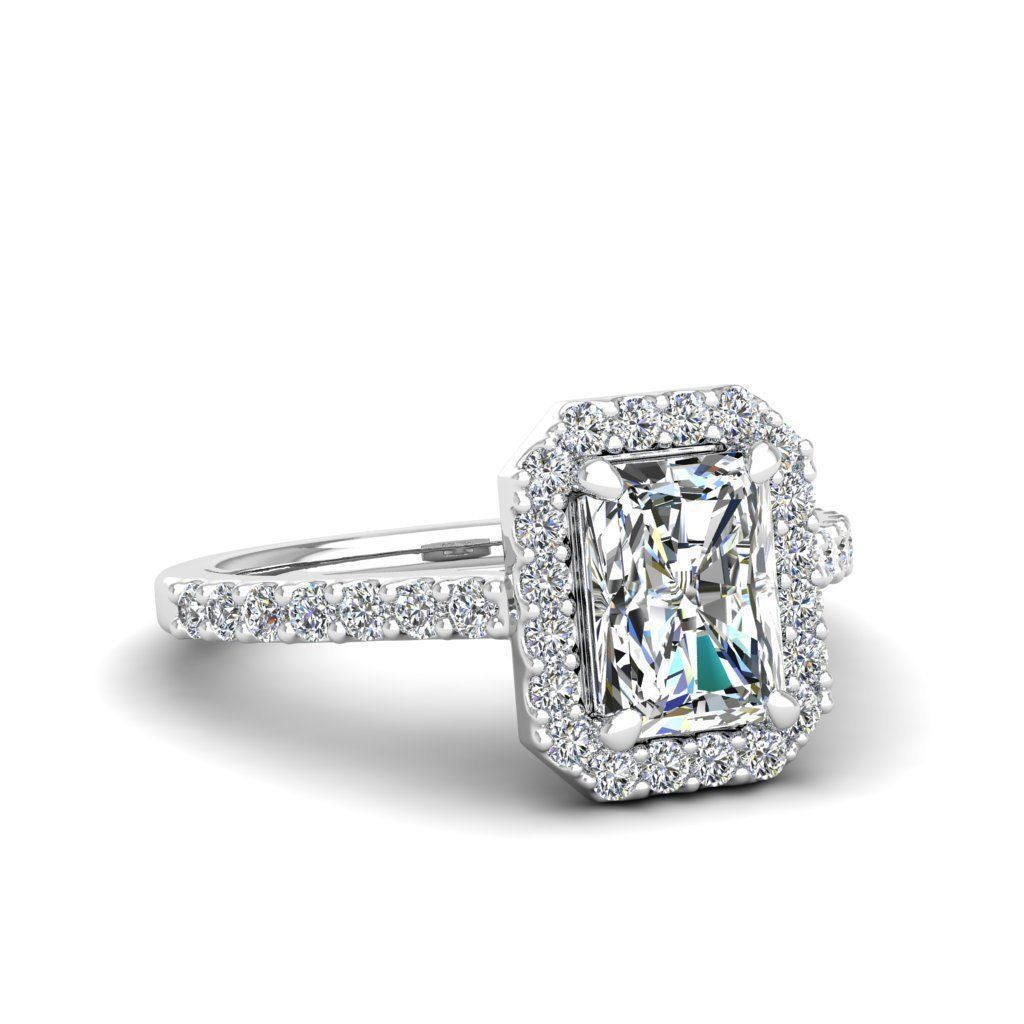 Luxury Engagement Diamond ring radiant 3D print model_24