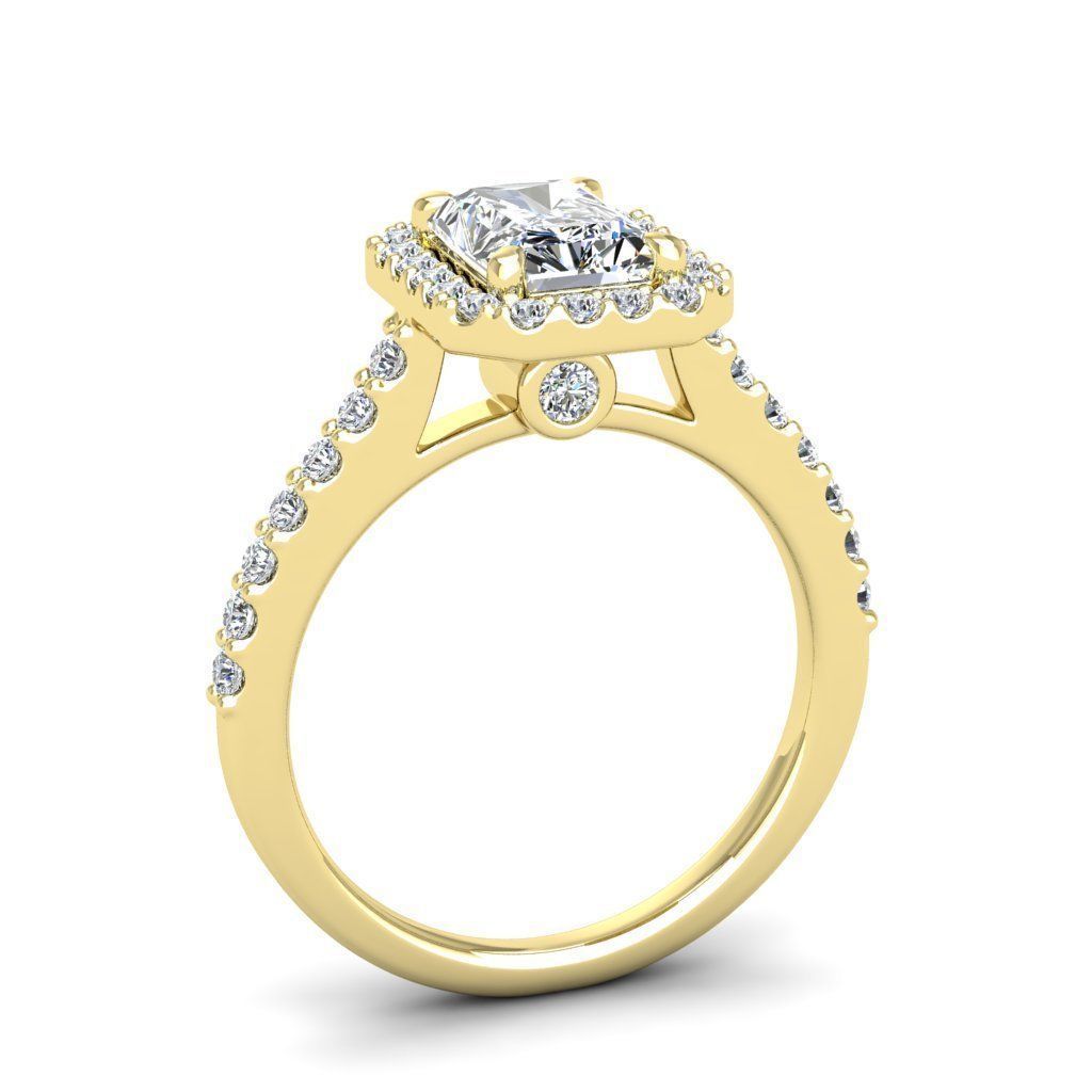 Luxury Engagement Diamond ring radiant 3D print model_4