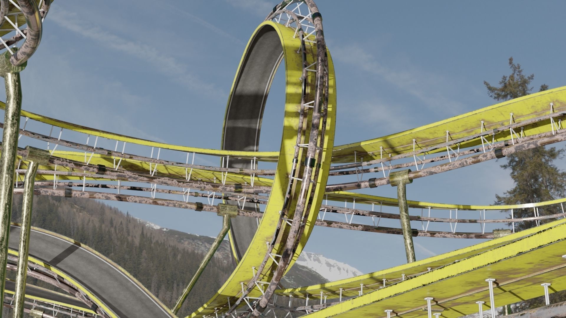 Acrobatic Track Low-poly 3D model_1