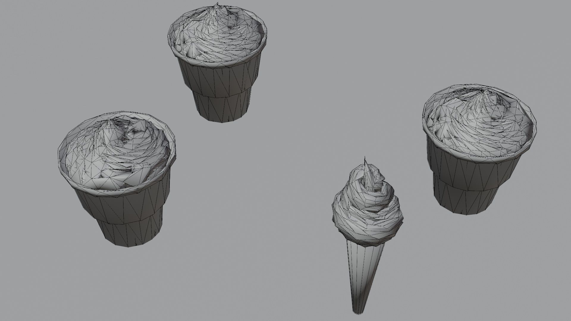 Ice cream cone pack Low-poly 3D model_17