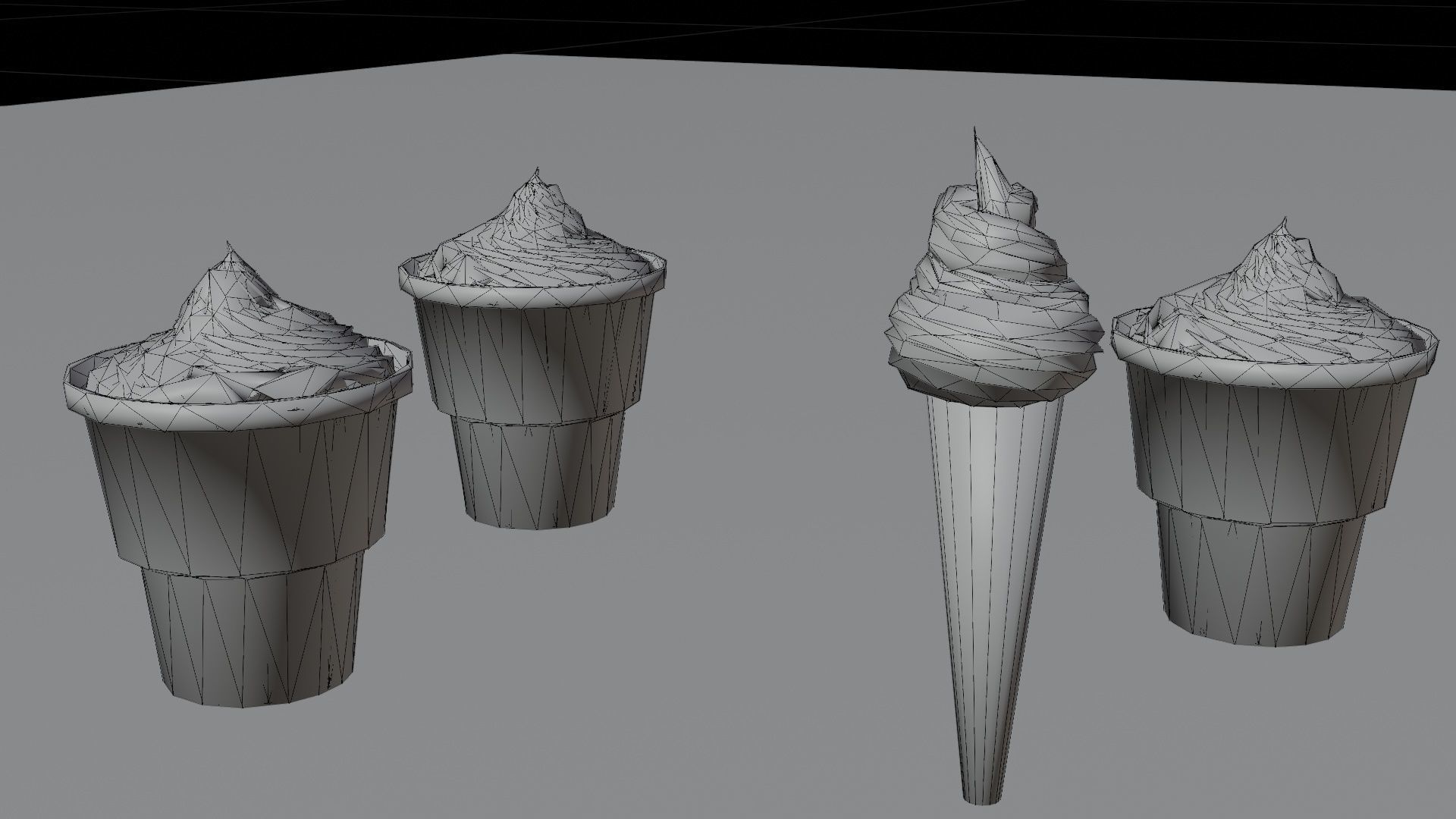 Ice cream cone pack Low-poly 3D model_11