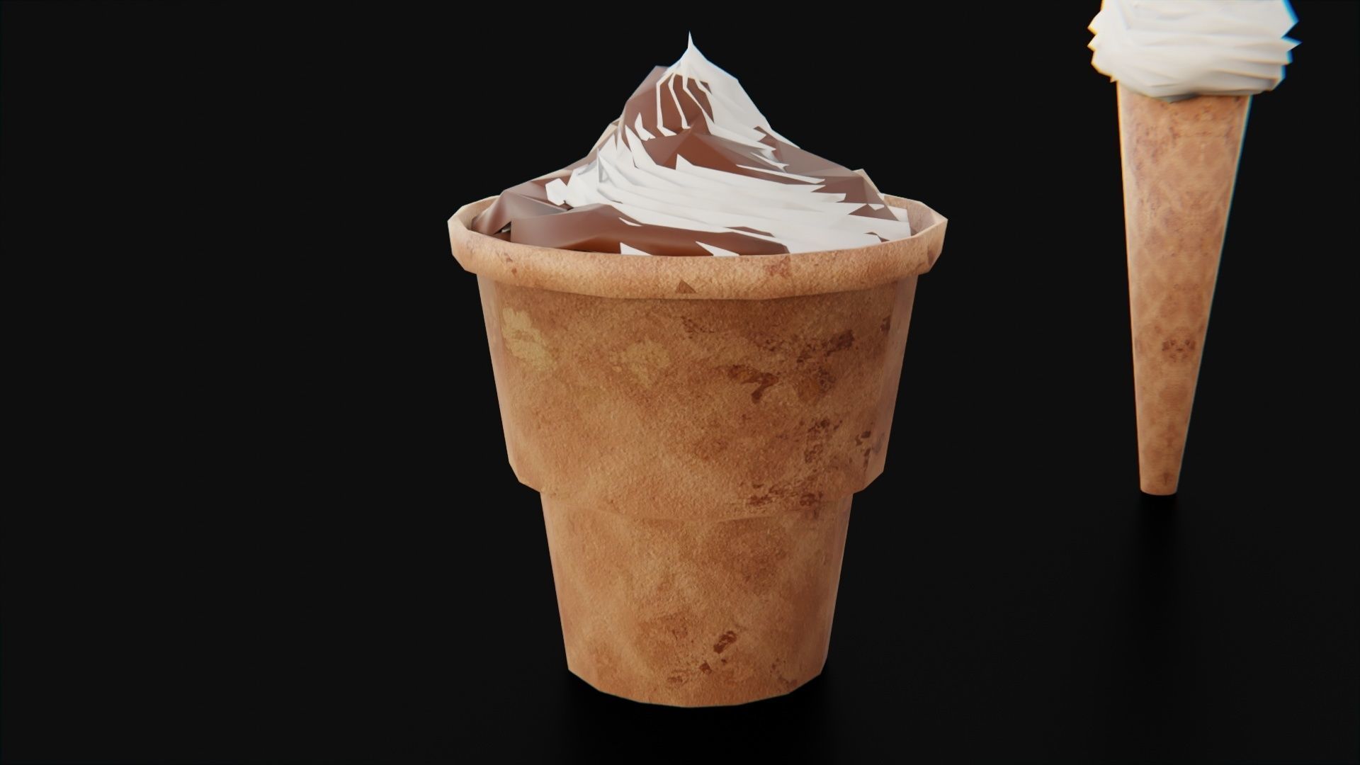 Ice cream cone pack Low-poly 3D model_4