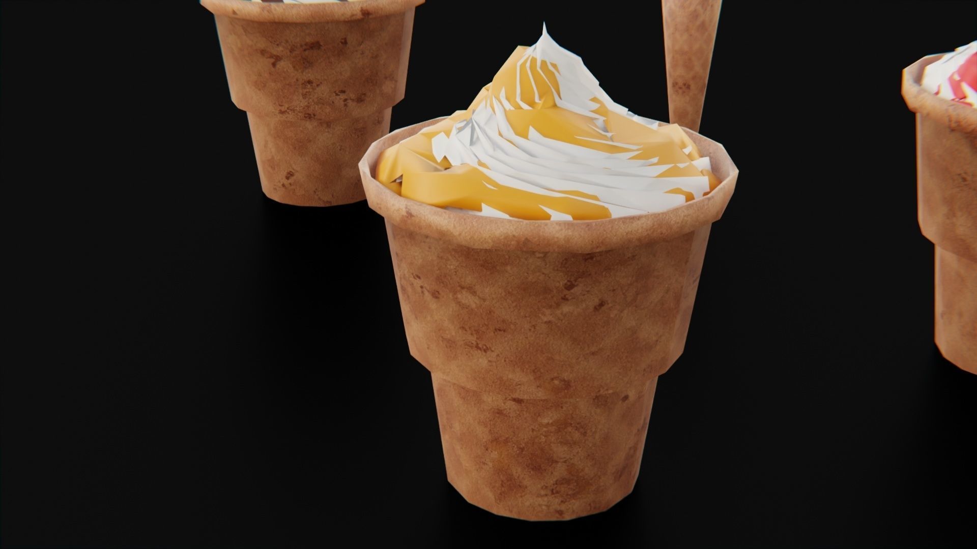 Ice cream cone pack Low-poly 3D model_3