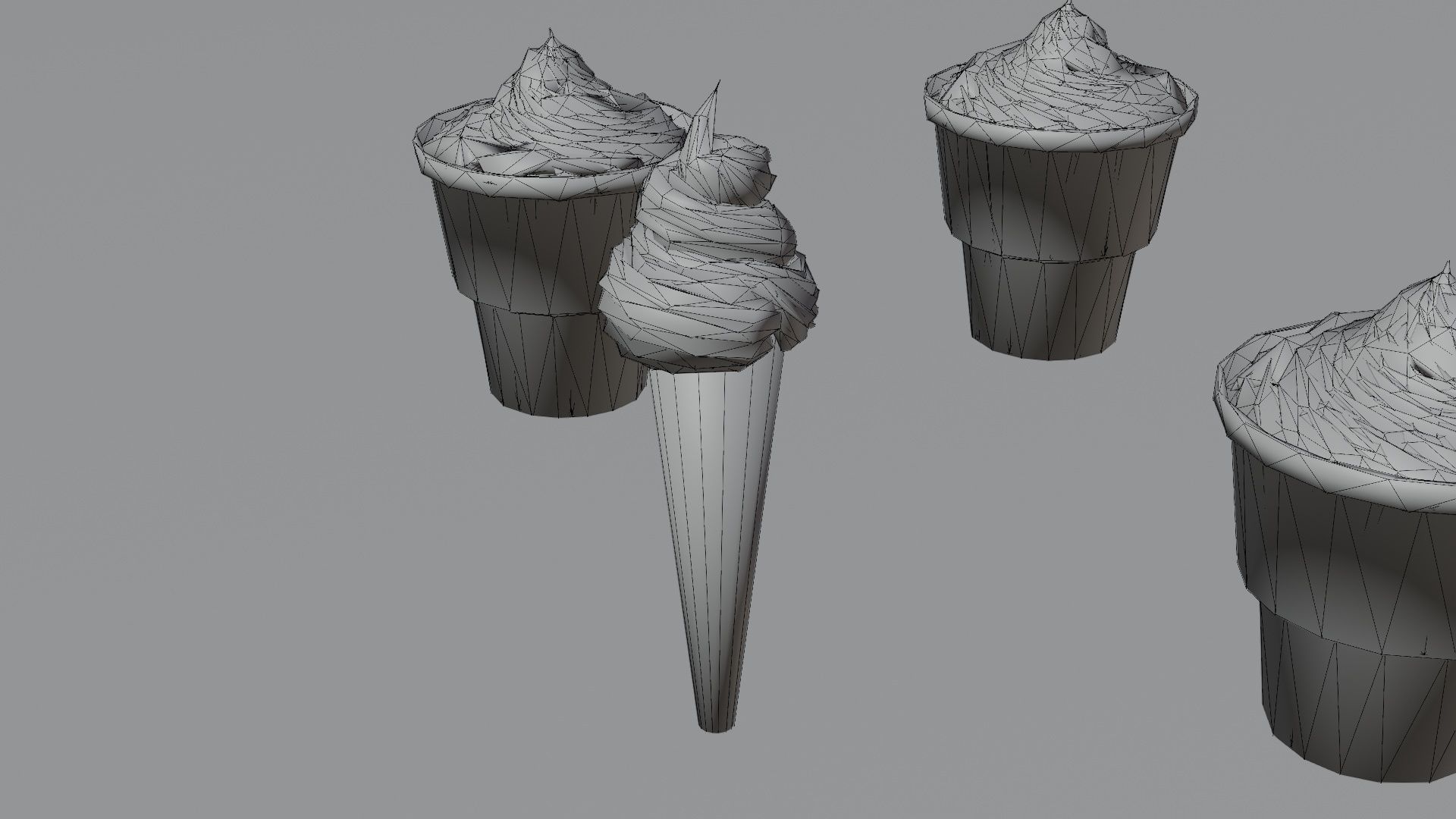 Ice cream cone pack Low-poly 3D model_15