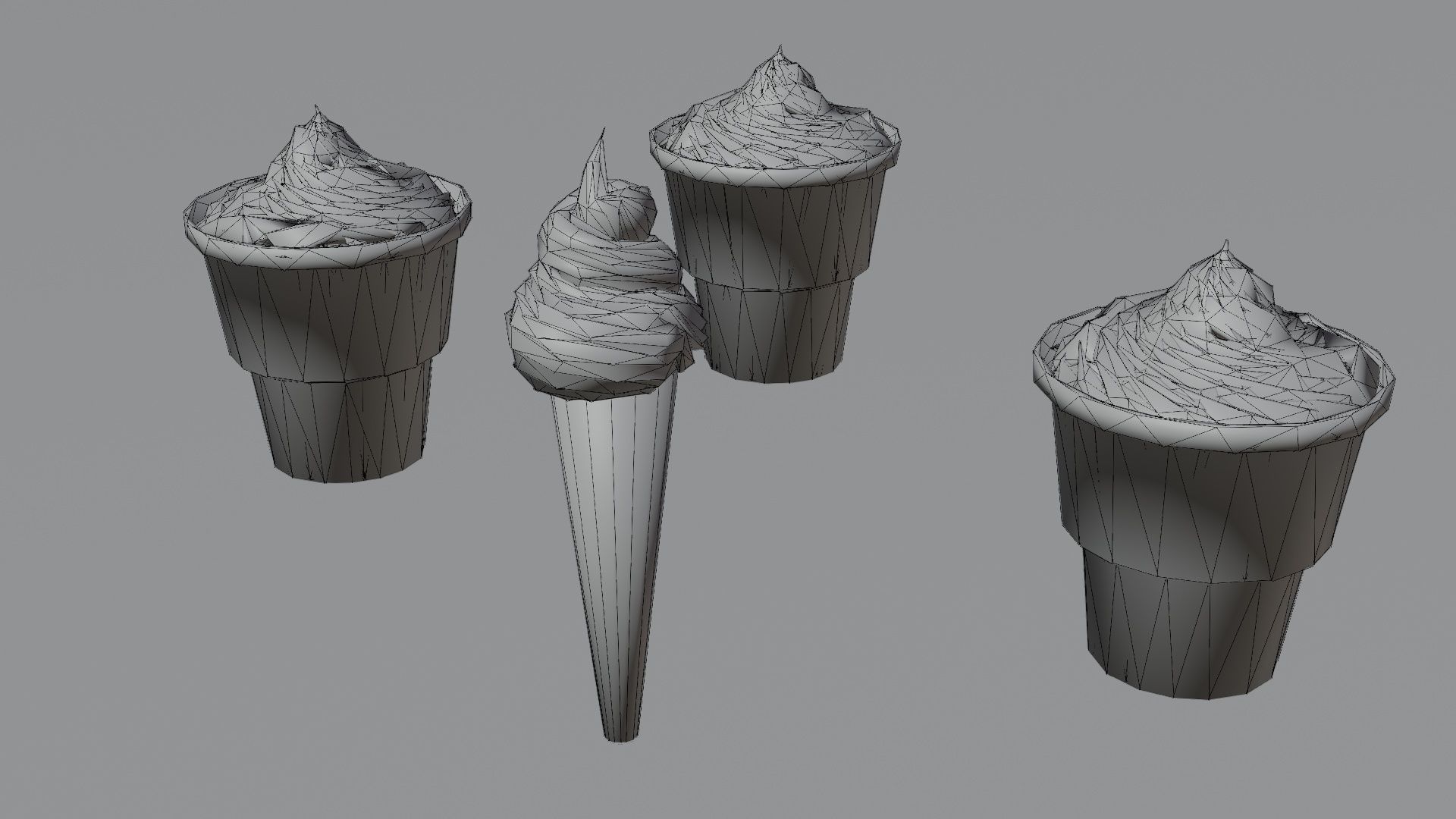 Ice cream cone pack Low-poly 3D model_18