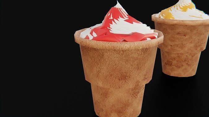 Ice cream cone pack Low-poly 3D model 3