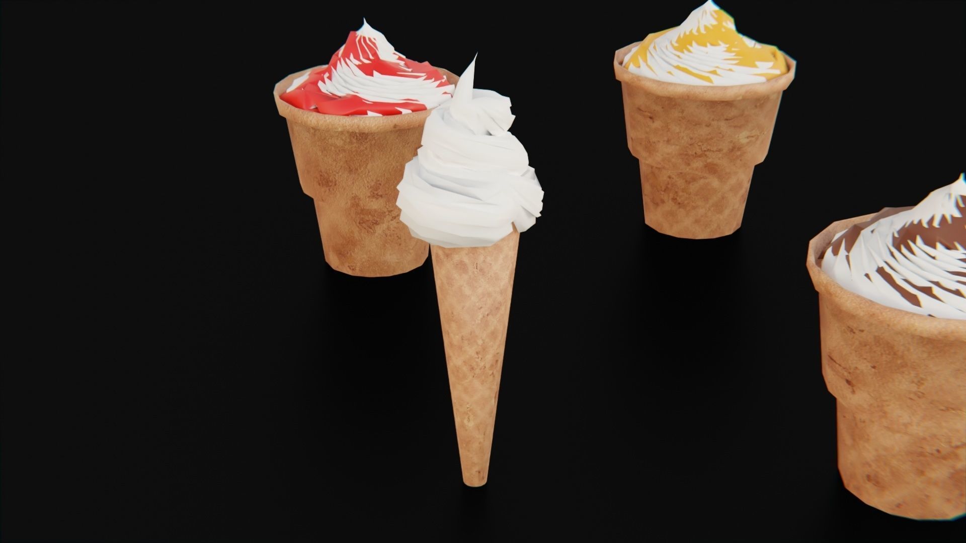 Ice cream cone pack Low-poly 3D model_5