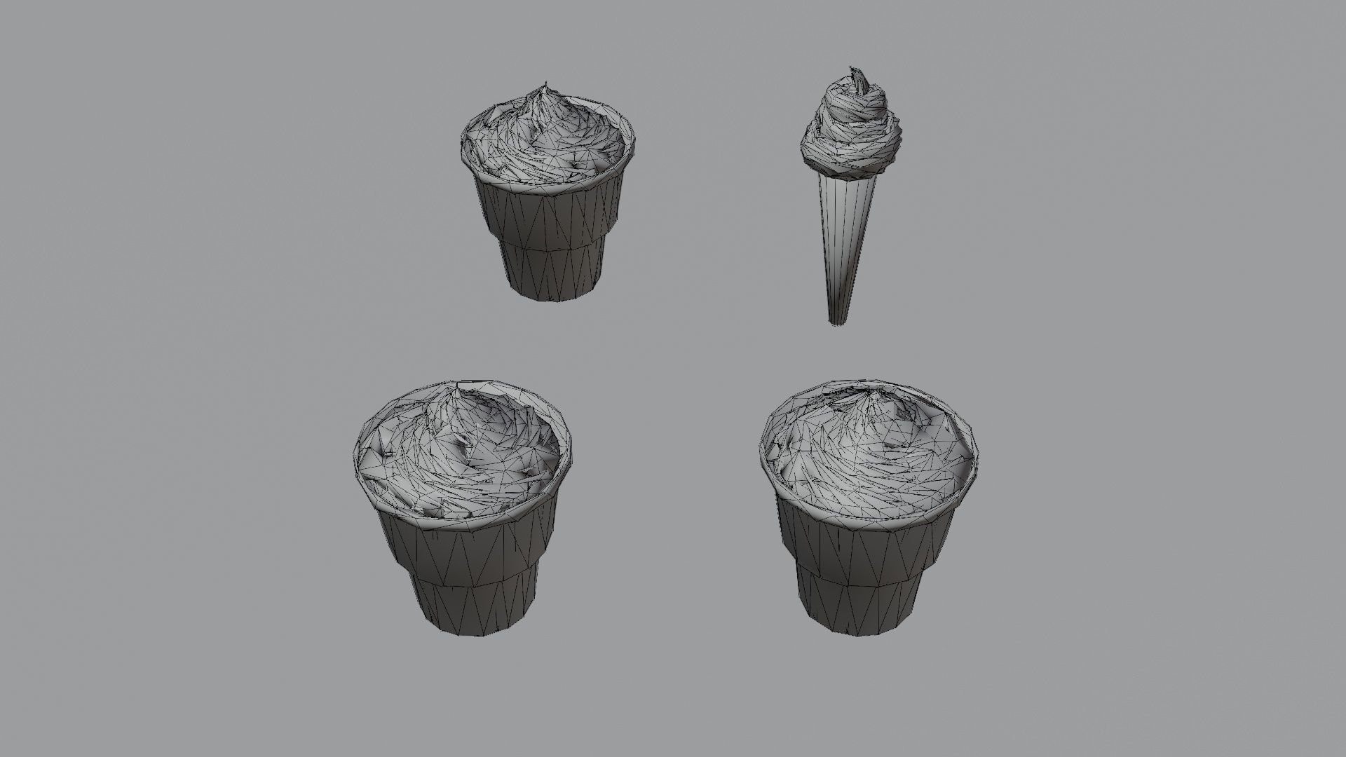 Ice cream cone pack Low-poly 3D model_10