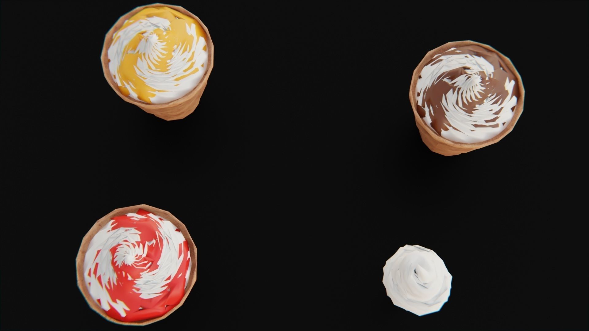 Ice cream cone pack Low-poly 3D model_9