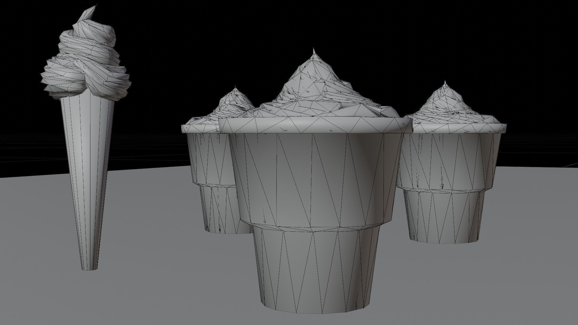 Ice cream cone pack Low-poly 3D model_16