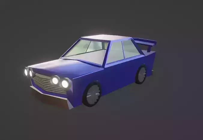 Blue Car  Low-Poly 3D Model