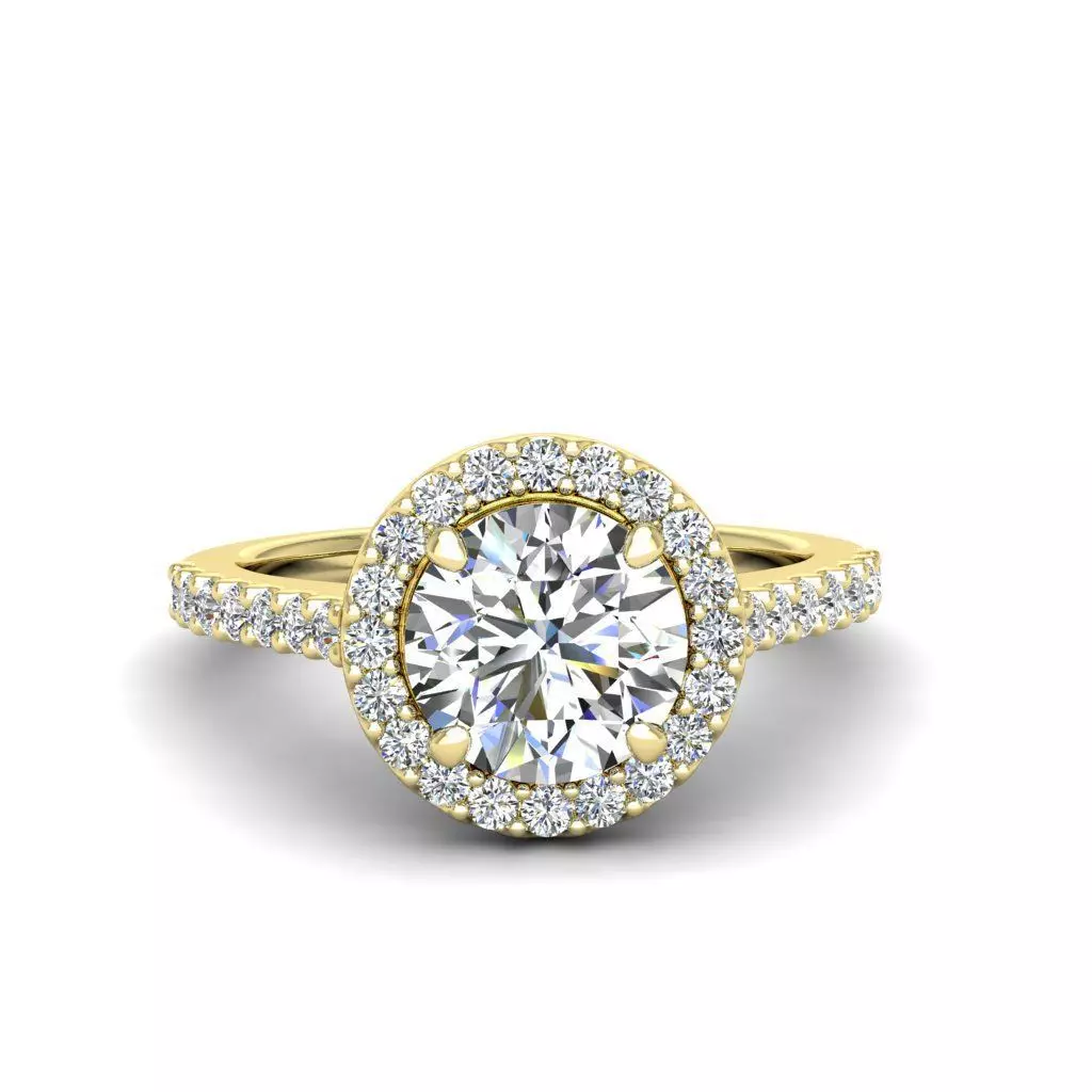 Luxury Engagement Diamond ring round  3D print model_0