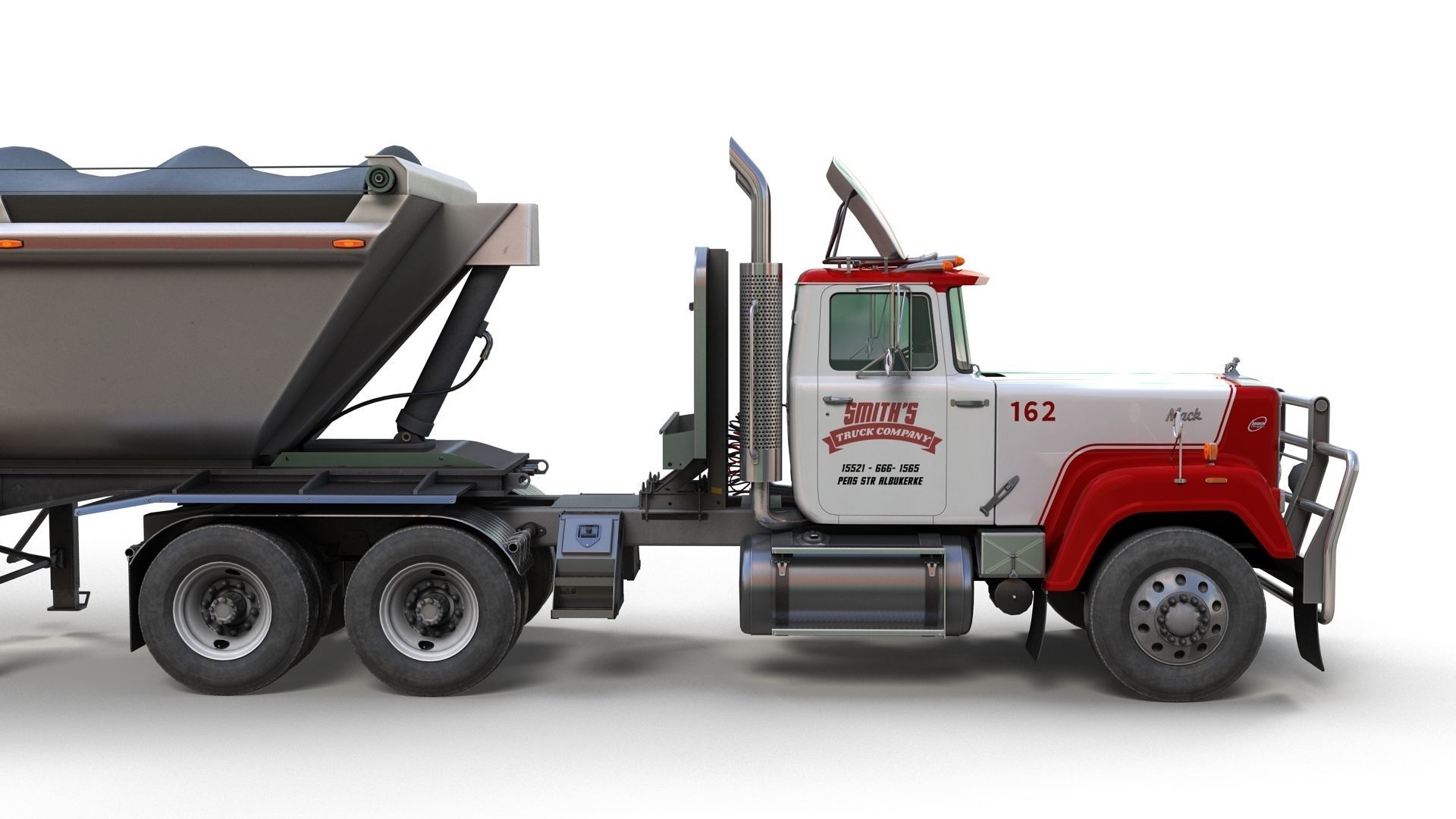 SuperLiner dump trailer truck Low-poly 3D model_7