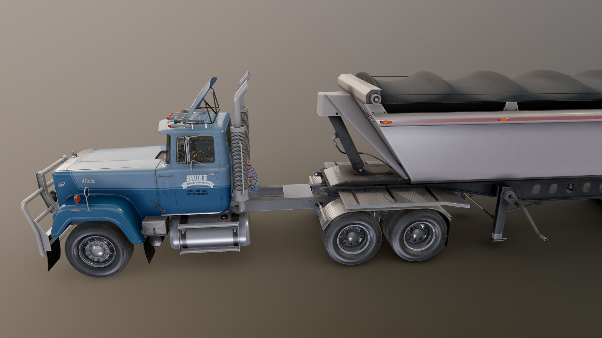SuperLiner dump trailer truck Low-poly 3D model_24