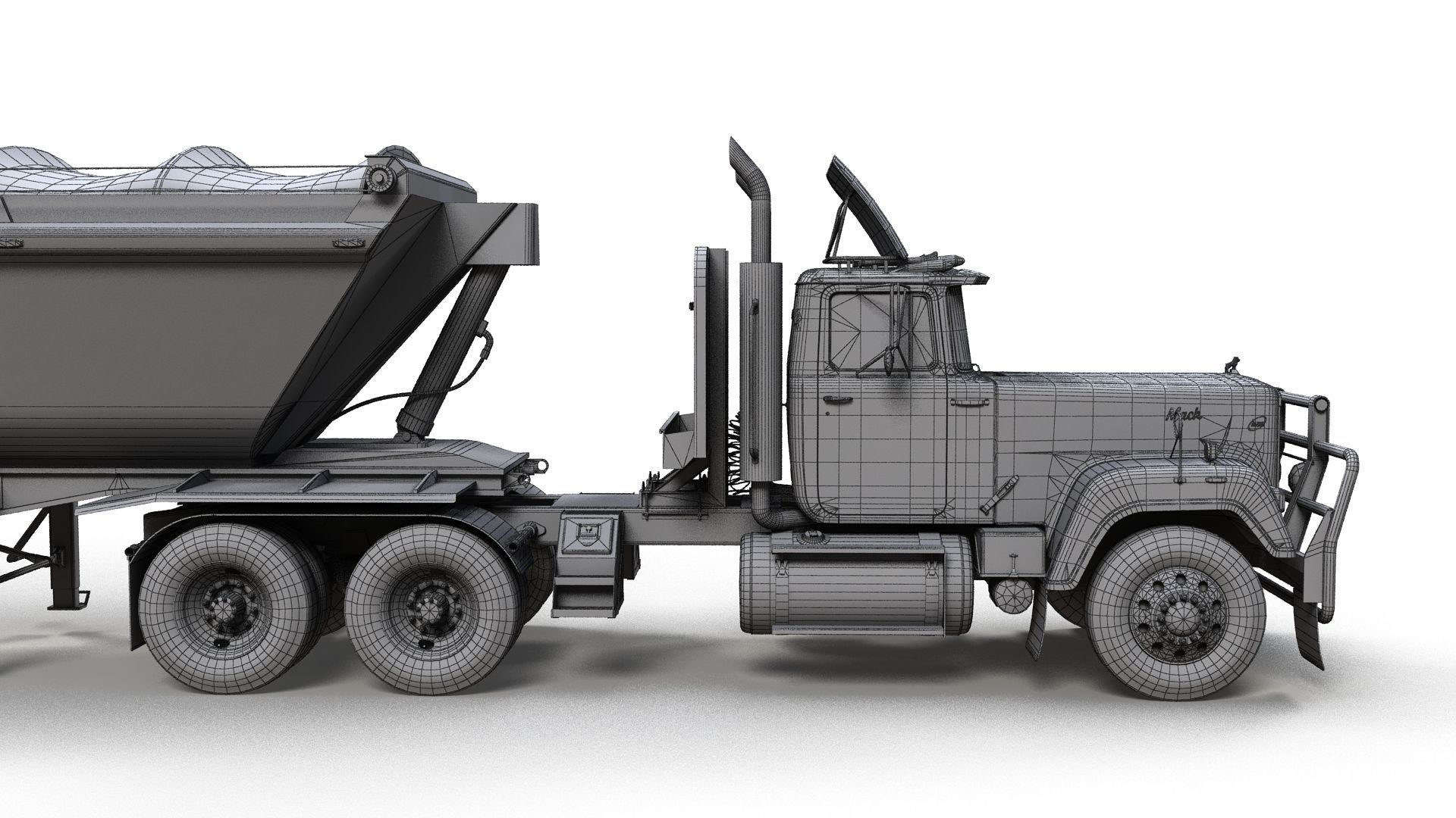 SuperLiner dump trailer truck Low-poly 3D model_15