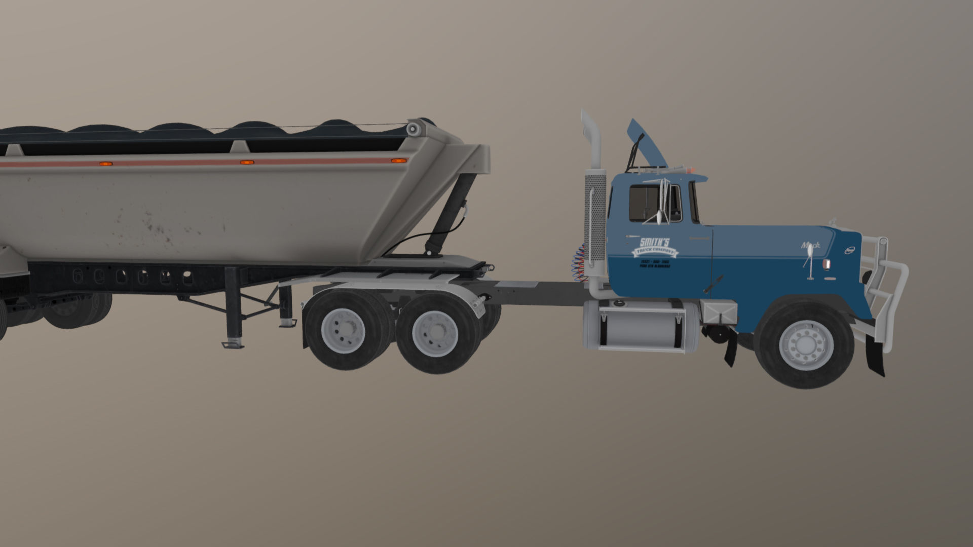 SuperLiner dump trailer truck Low-poly 3D model_38