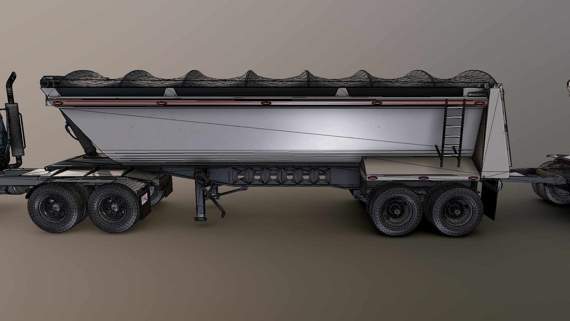 SuperLiner dump trailer truck Low-poly 3D model_34