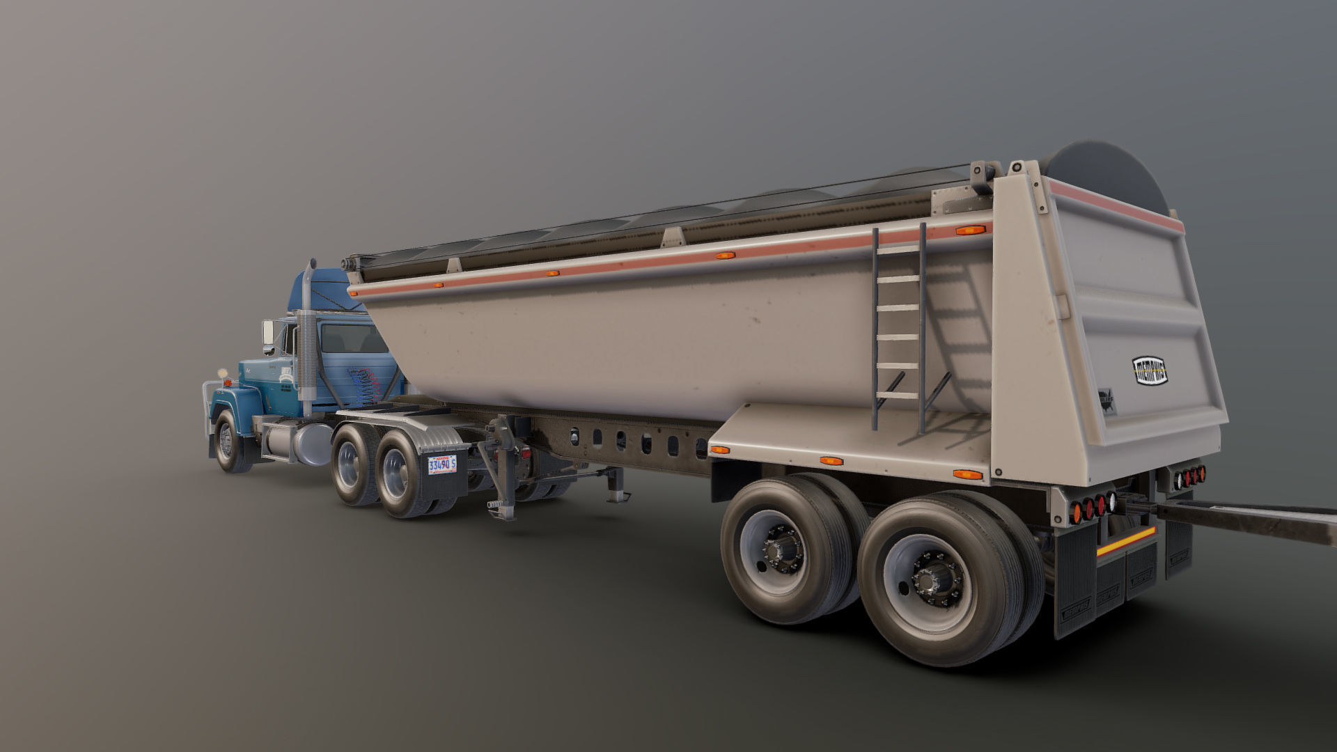 SuperLiner dump trailer truck Low-poly 3D model_23