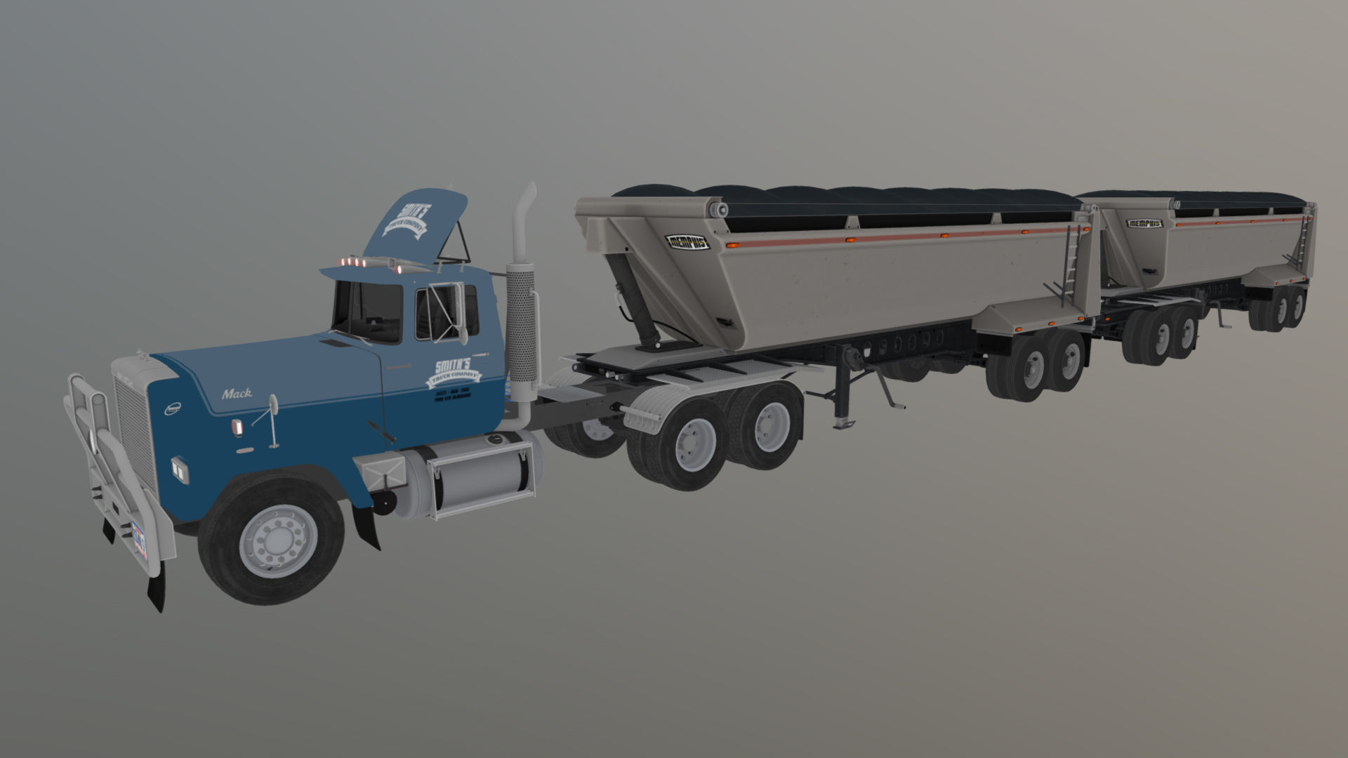 SuperLiner dump trailer truck Low-poly 3D model_39
