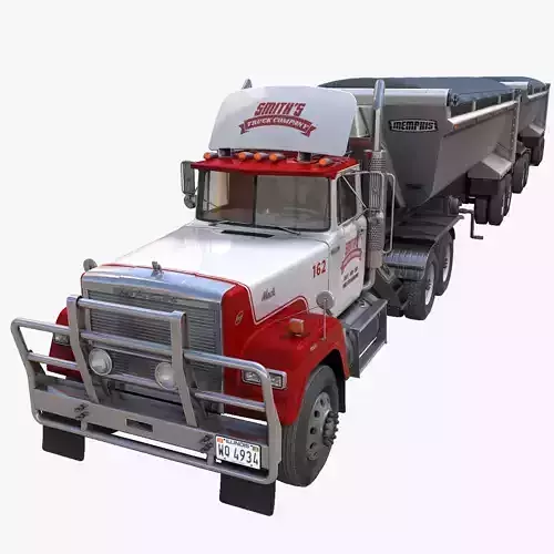 SuperLiner dump trailer truck Low-poly 3D model