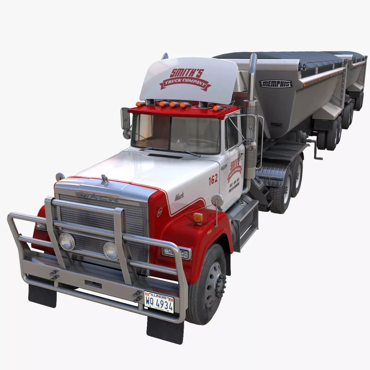 SuperLiner dump trailer truck Low-poly 3D model_0