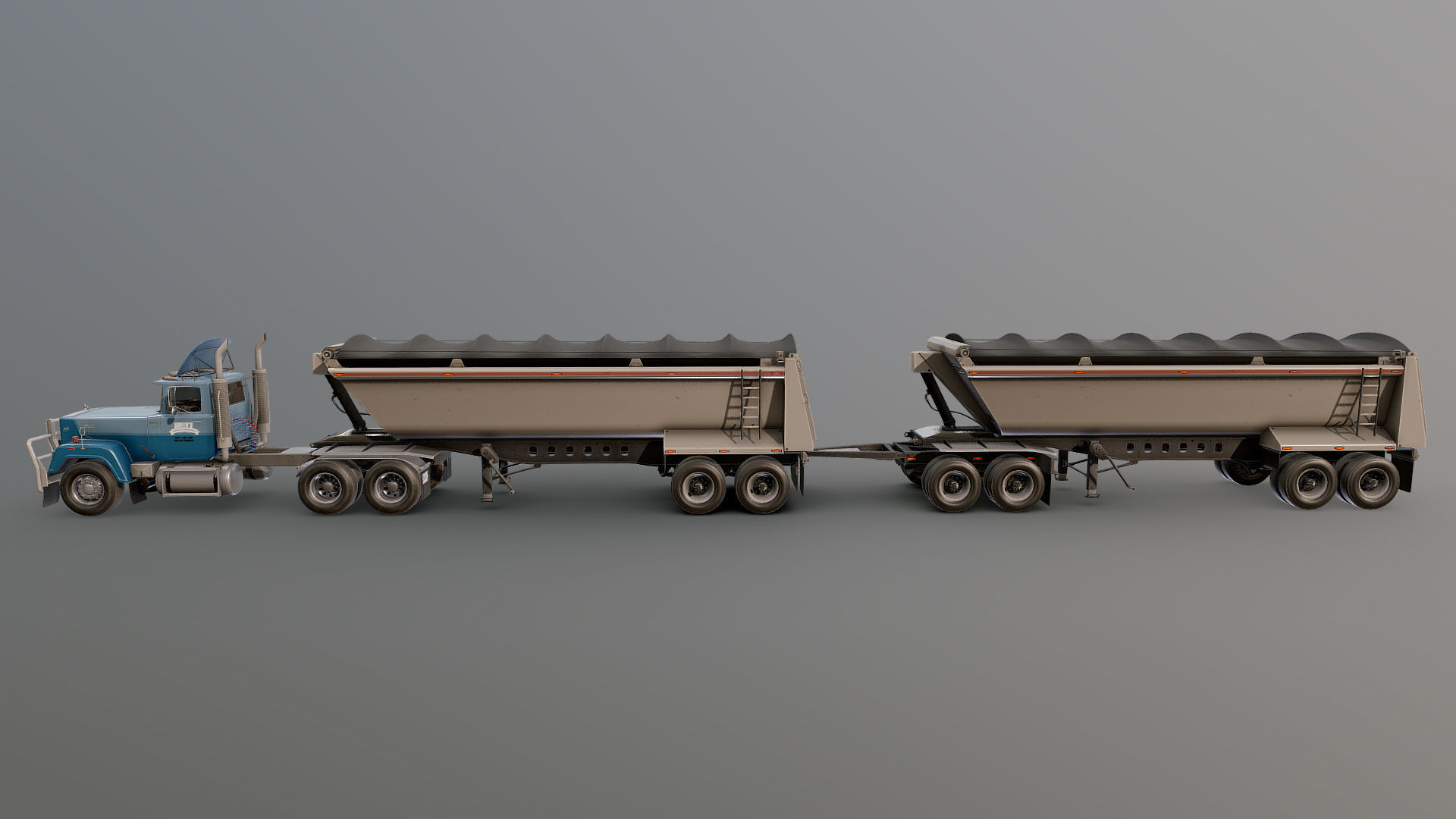 SuperLiner dump trailer truck Low-poly 3D model_21