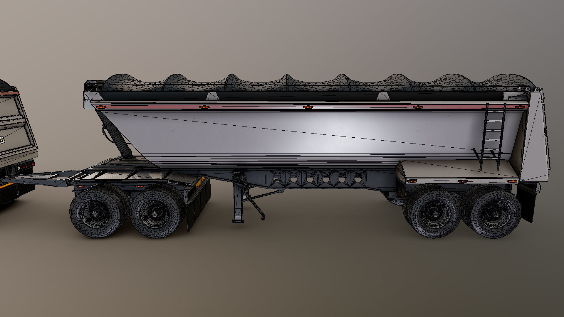 SuperLiner dump trailer truck Low-poly 3D model_33