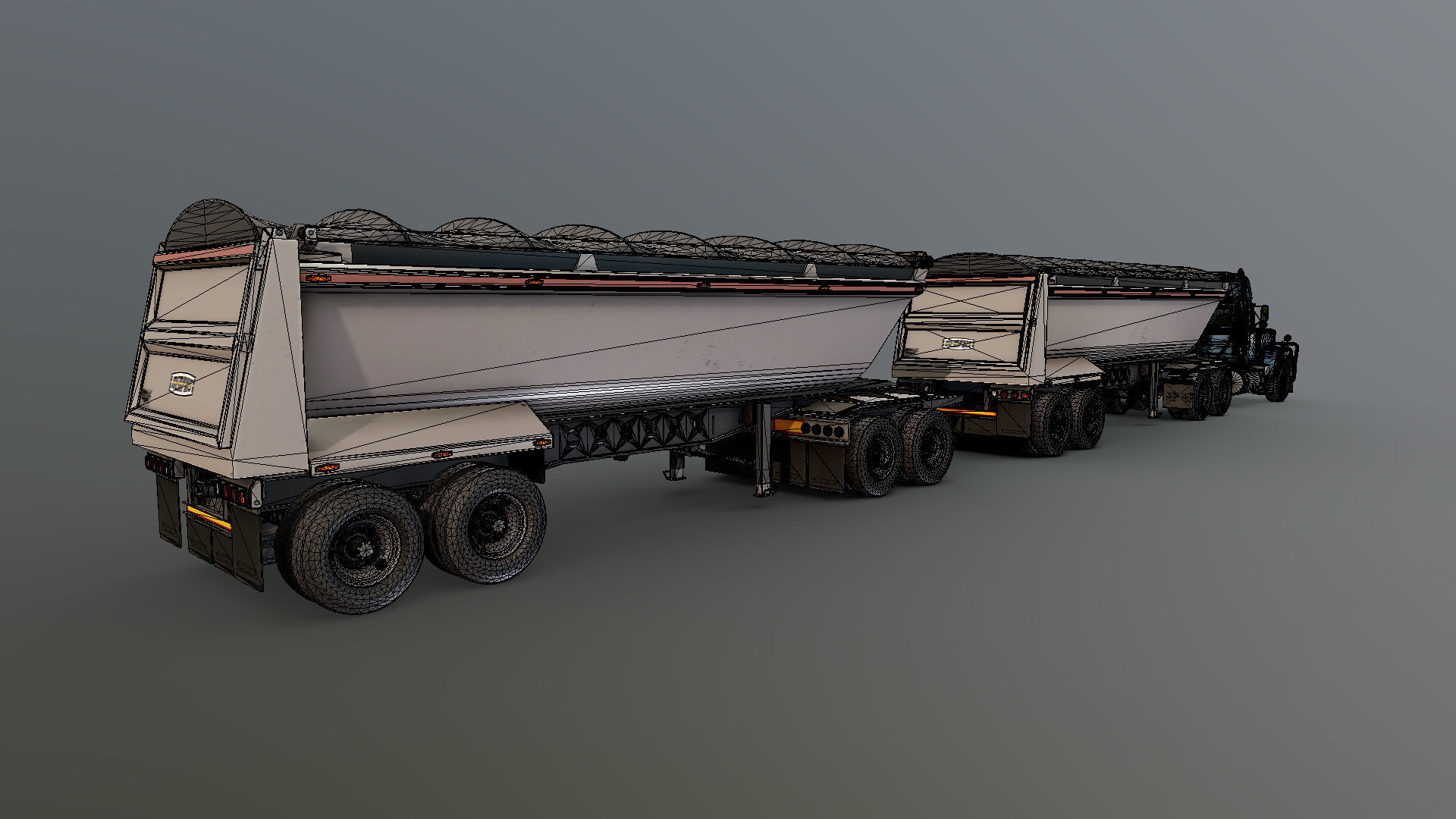 SuperLiner dump trailer truck Low-poly 3D model_36