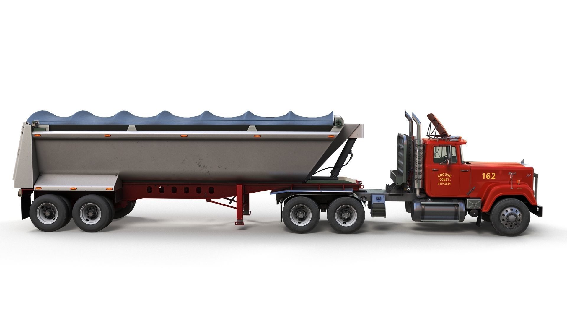 SuperLiner dump trailer truck Low-poly 3D model_3