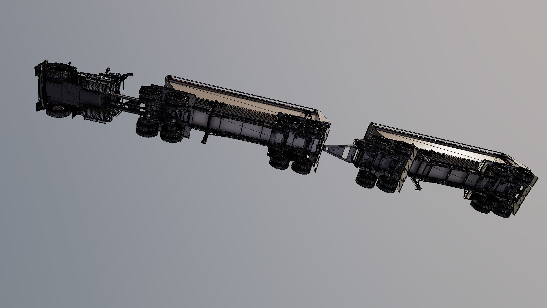 SuperLiner dump trailer truck Low-poly 3D model_35